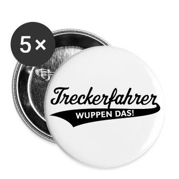 Treckerfahrer – Wuppen Das! (Trecker / Traktor) - Buttons groß 56 mm (5er Pack) - Weiß - Vorne