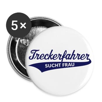 Treckerfahrer – Sucht Frau (Trecker / Traktor) - Buttons groß 56 mm (5er Pack) - Weiß - Vorne