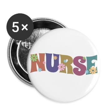 Coole Blume Krankenschwester Geschenk für Krankenschwester zukünftige Krankenschwester - Buttons groß 56 mm (5er Pack) - Weiß - Vorne