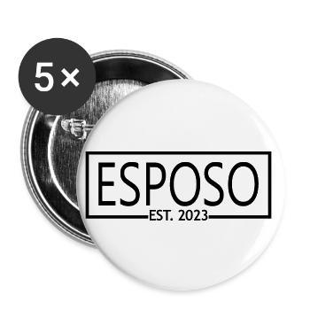 Esposo Est. 2023 Mariage cadeau du marié de fiançailles - Lot de 5 grands badges (56 mm) - blanc - Devant
