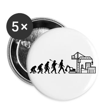Evolution - Baustelle - Bauarbeiter - Buttons groß 56 mm (5er Pack) - Weiß - Vorne