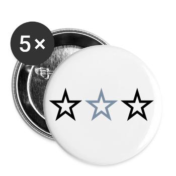 3 STERNE - Buttons groß 56 mm (5er Pack) - Weiß - Vorne