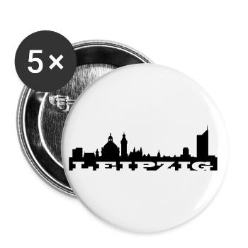 Skyline Leipzig - Buttons groß 56 mm (5er Pack) - Weiß - Vorne