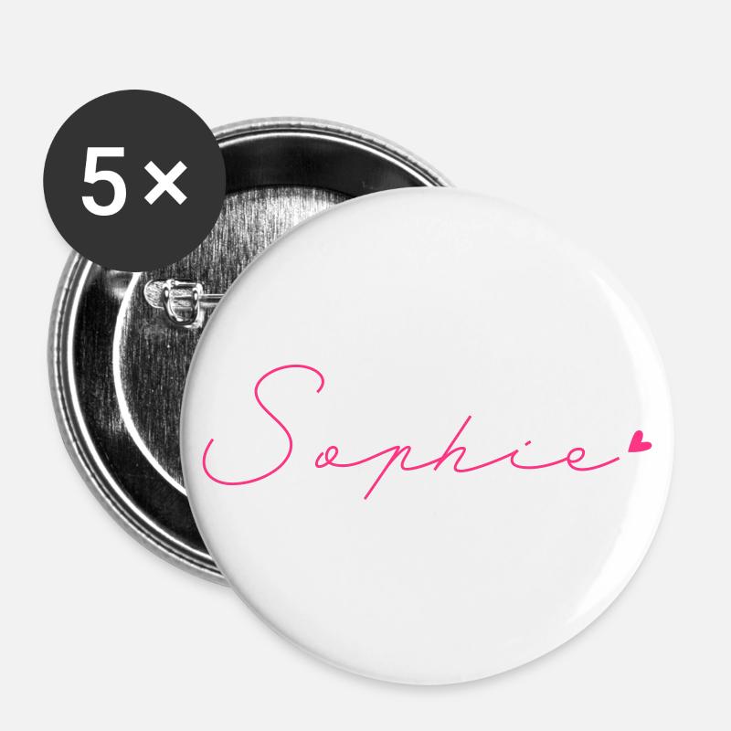 Name Sophie - Buttons large 2.2''/56 mm (5-pack) - white