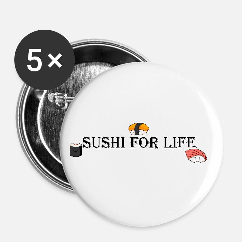 Sushi for life - Buttons large 2.2''/56 mm (5-pack) - white