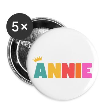 Annie! Personalisierbar - Buttons groß 56 mm (5er Pack) - Weiß - Vorne