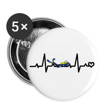 Plongeurs, plongée, plongée en apnée, ECG, pouls, rythme cardiaque - Lot de 5 grands badges (56 mm) - blanc - Devant