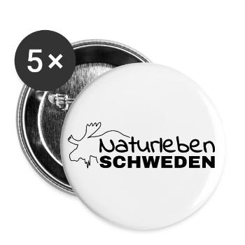 Logo Naturleben Schweden - Buttons groß 56 mm (5er Pack) - Weiß - Vorne