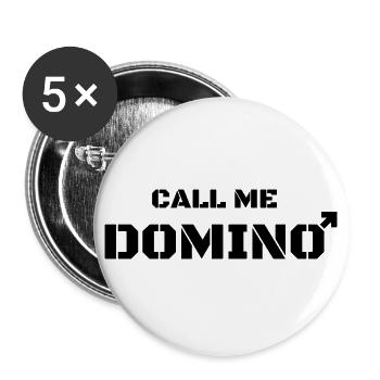 Männliche Domina Dominatrix - Buttons groß 56 mm (5er Pack) - Weiß - Vorne