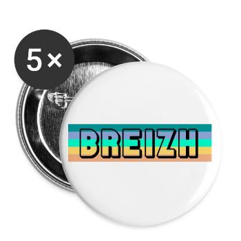 Bretagne - Breizh - Lot de 5 grands badges (56 mm) - blanc - Devant