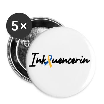 Inkluencerin Down Syndrom - Buttons groß 56 mm (5er Pack) - Weiß - Vorne