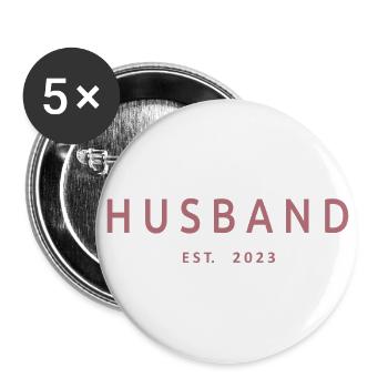 Husband Est. 2023 Engagement For Groom's Wedding - Buttons large 2.2''/56 mm (5-pack) - white - Front