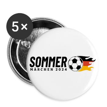Sommermärchen 2024 Fußball mit Flammen Deutschland - Buttons groß 56 mm (5er Pack) - Weiß - Vorne