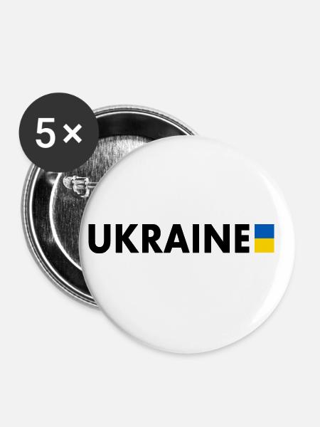 Ukraine - Buttons groß 56 mm (5er Pack) - Weiß