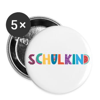 Schulkind - Buttons groß 56 mm (5er Pack) - Weiß - Vorne