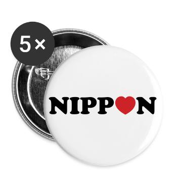 Nippon Love Heart - Buttons large 2.2''/56 mm (5-pack) - white - Front