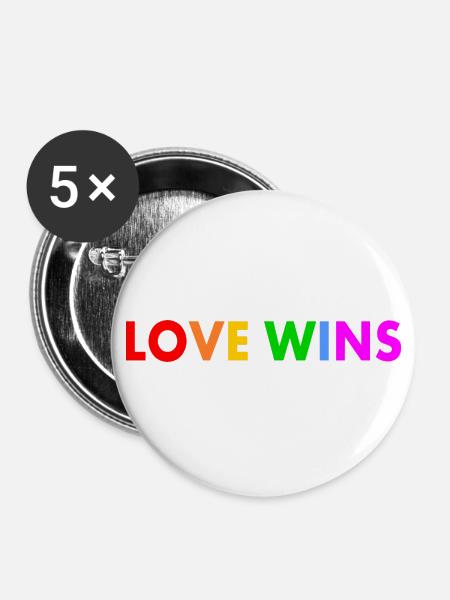 Love wins - Buttons groß 56 mm (5er Pack) - Weiß