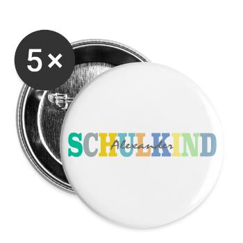 Schulkind mit Alexander - Buttons groß 56 mm (5er Pack) - Weiß - Vorne