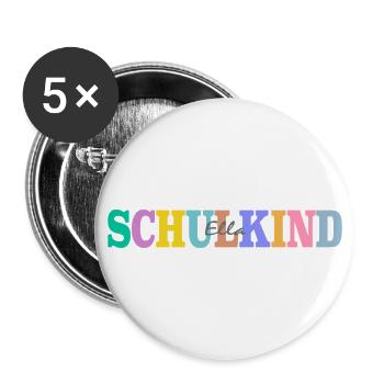 Schulkind mit Ella - Buttons groß 56 mm (5er Pack) - Weiß - Vorne