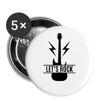 Let's Rock / Guitar - Guitar - Buttons large 2.2''/56 mm (5-pack) - white - Front