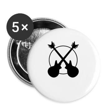 Guitare - guitare - Lot de 5 grands badges (56 mm) - blanc - Devant