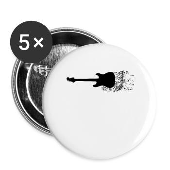 Guitare - guitare - Lot de 5 grands badges (56 mm) - blanc - Devant