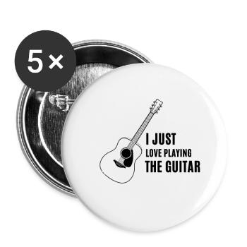 Guitare - guitare - Lot de 5 grands badges (56 mm) - blanc - Devant