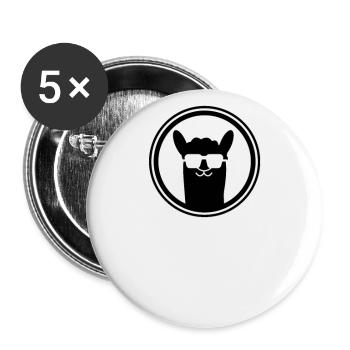 Lama mit Sonnenbrille! / Llama with Sunglasses! - Buttons groß 56 mm (5er Pack) - Weiß - Vorne