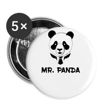 Panda - Mr. Panda - Buttons groß 56 mm (5er Pack) - Weiß - Vorne