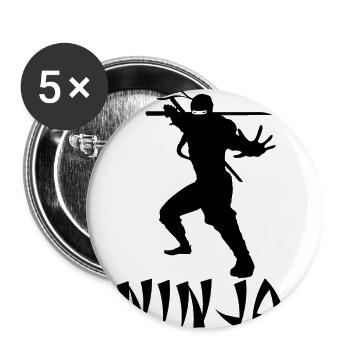 ninja noir cool - Lot de 5 grands badges (56 mm) - blanc - Devant
