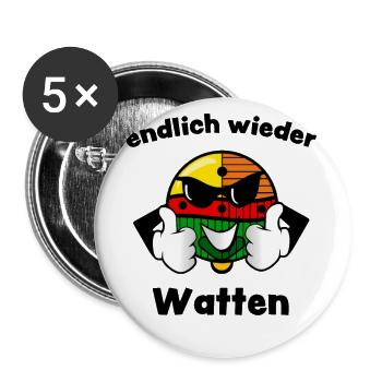 WATTEN Watteln Wattlung Kartenspiel Kartergeschenk - Buttons groß 56 mm (5er Pack) - Weiß - Vorne