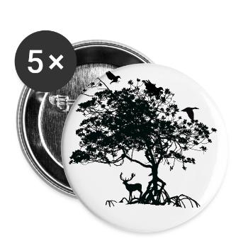 baum tiere geschenk - Buttons groß 56 mm (5er Pack) - Weiß - Vorne
