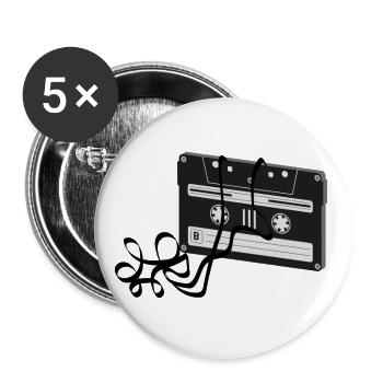 Chemise cadeau musique vintage cassette vintage - Lot de 5 grands badges (56 mm) - blanc - Devant