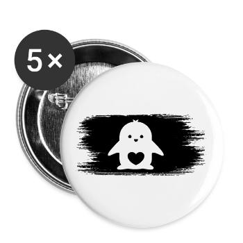 Pinguin - penguin - Buttons groß 56 mm (5er Pack) - Weiß - Vorne
