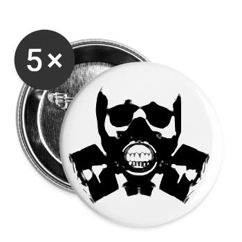 Cool design of a man with gas mask - Buttons large 2.2''/56 mm (5-pack) - white - Front