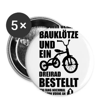Lustige Sprüche Kindheit Optimismus Geschenkidee - Buttons groß 56 mm (5er Pack) - Weiß - Vorne