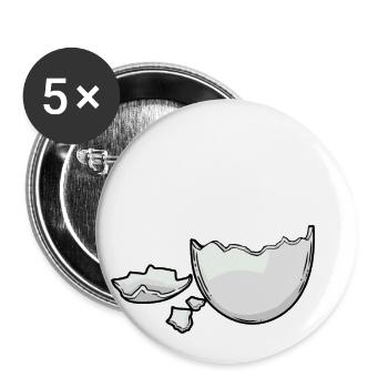 Eierschale Ei Eier schlüpfen Baby Geburt Schwanger - Buttons groß 56 mm (5er Pack) - Weiß - Vorne
