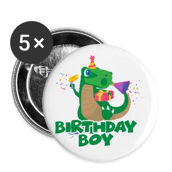 Birthday boy birthday boy Dino - Buttons large 2.2''/56 mm (5-pack) - white - Front