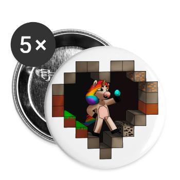 Einhorn Herz - Buttons groß 56 mm (5er Pack) - Weiß - Vorne
