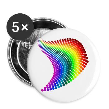 arc en ciel - Lot de 5 grands badges (56 mm) - blanc - Devant
