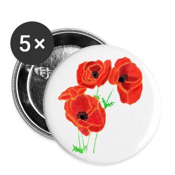 Mohnblumen - Buttons groß 56 mm (5er Pack) - Weiß - Vorne