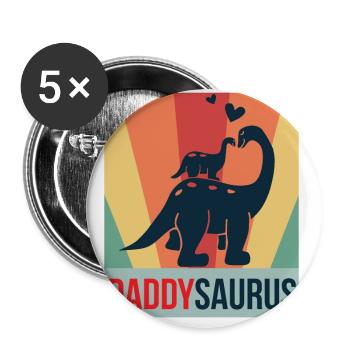 Daddy Saurus Vater Vatertag Dino - Buttons groß 56 mm (5er Pack) - Weiß - Vorne