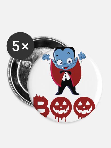Vampir Halloween - Buttons groß 56 mm (5er Pack) - Weiß