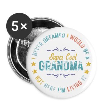 Lustige Vintage-Geschenkidee, die super coole Omas sagt - Buttons groß 56 mm (5er Pack) - Weiß - Vorne