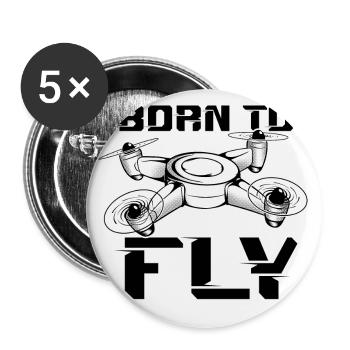 Drone - Born to fly - Buttons large 2.2''/56 mm (5-pack) - white - Front