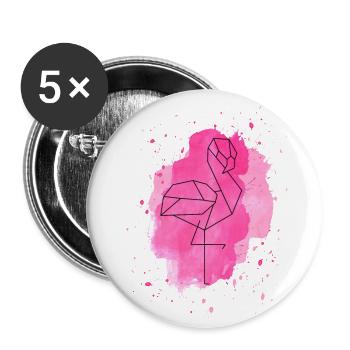 Flamingo splash - Buttons groß 56 mm (5er Pack) - Weiß - Vorne