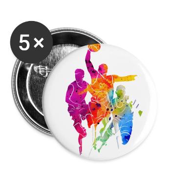 BASKETBALLER BASKETBALL - Buttons groß 56 mm (5er Pack) - Weiß - Vorne