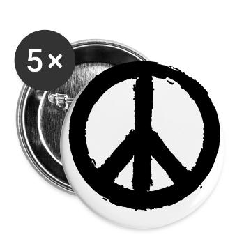 PEACE - Peacesymbol - Friedenszeichen Peacezeichen - Buttons groß 56 mm (5er Pack) - Weiß - Vorne