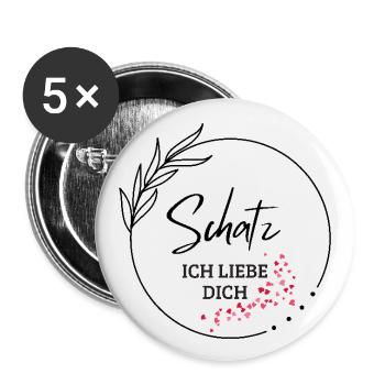 Ich liebe Dich - Buttons groß 56 mm (5er Pack) - Weiß - Vorne