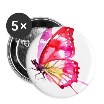 Papillon, Coloré, Aquarelle, Peinture - Lot de 5 grands badges (56 mm) - blanc - Devant